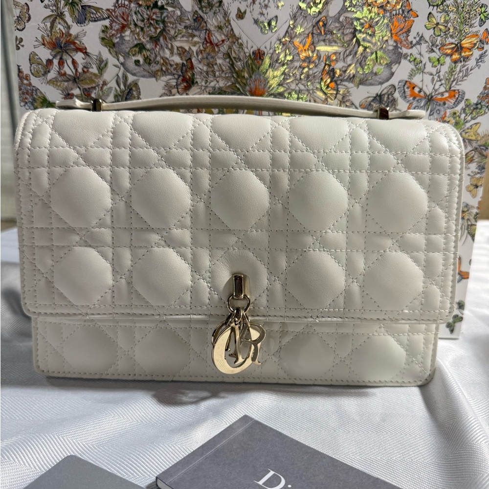 Dior Cream Quilted Shoulder Bag